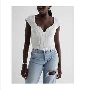 NWOT, Express • Sweetheart Neckline Ribbed Sweater, Size Small